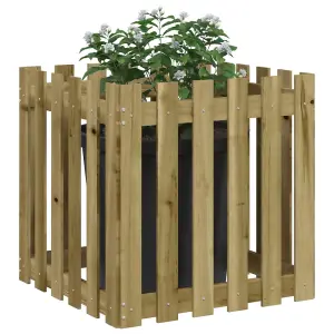 Berkfield Garden Planter with Fence Design 60x60x60 cm Impregnated Wood Pine