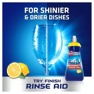 6 x Finish Liquid Dishwasher Rinse Aid Lemon Sparkle 400ml Quick-Dry Formula