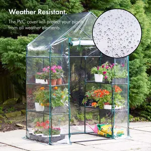 VonHaus Walk In Greenhouse Cover Replacement, Spare Plastic PVC Cover Weatherproof, Size of Cover: H195 x L143 x D73cm