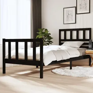 Berkfield Bed Frame Black Solid Wood 90x200 cm