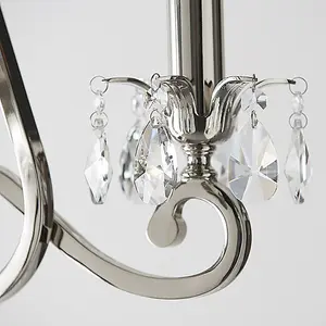 Luminosa Oksana 3 Light Multi Arm Ceiling Pendant Chandelier Polished Nickel, E14