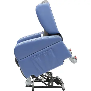 Dual Motor Rise and Recline Lounge Chair - Wipe Clean PU Fabric Black and Blue