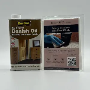 Rustins Danish Oil, 500ml & Free Priory Polishes Lint Free Cloth