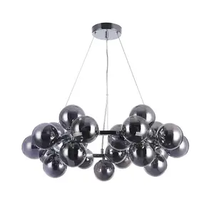 Luminosa Modern Hanging Pendant Chrome 25 Light  with Smoky Shade, G9