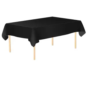 Black Plastic Table Cover, Disposable Wipe Clean Waterproof Tablecloth - 54"x108"