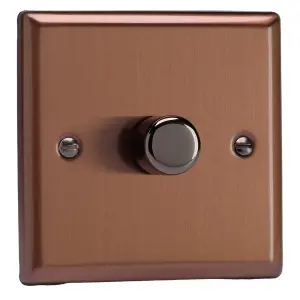 Varilight 1-Gang 2-Way V-Pro Push On/Off Rotary LED Dimmer 1 x 0-120W Brushed Bronze