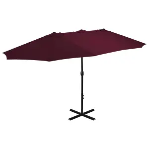 Berkfield Outdoor Parasol with Aluminium Pole 460x270 cm Bordeaux Red