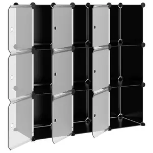 Berkfield Storage Cube Organiser with 9 Cubes and Doors Black PP