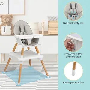 4 in 1 Baby High Chair Infant Child Feeding Seat Highchair w/ Food Tray Safety Belt