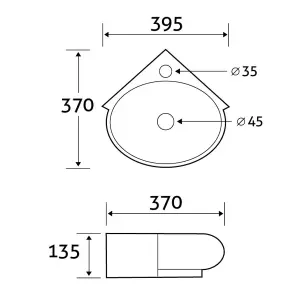 Curve Corner Wall Hung Cloakroom Basin