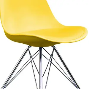 Soho Yellow Plastic Dining Chair with Chrome Metal Legs