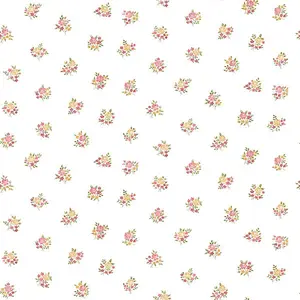 Galerie Country Cottage Yellow Red Green Floral Motif Smooth Wallpaper