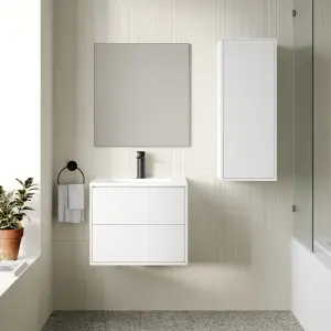 Banyetti Venti 600mm Wall Hung Vanity Unit with Basin - Matt White