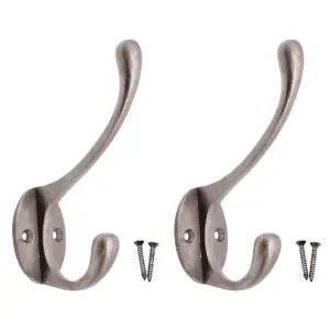 AFIT Iron Coat Hook Victorian Cast Iron Double Victorian School Pattern - Pack of 2