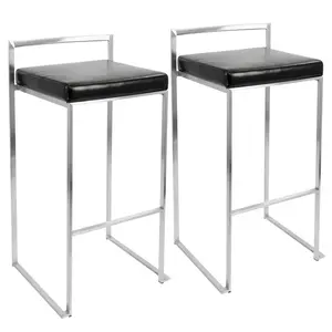 Daggett 68.5cm Bar Stool (Set of 2) Stainless Steel / Black / Bar Stool (30.75" Seat Height)