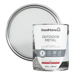 GoodHome Outdoor White Gloss Exterior Metal paint, 2.5L Tin