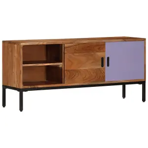 Berkfield TV Cabinet Honey Brown and Grey 110x30x50 cm Solid Wood Acacia