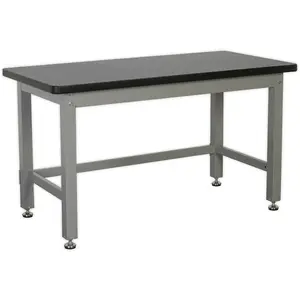 Heavy-Duty Steel Industrial Workbench with Adjustable Feet and Laminate Top