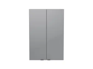 GoodHome Imandra Deep Gloss Grey Double Bathroom Wall cabinet (H)90cm (W)60cm