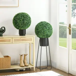 HOMCOM Set of 2 Artificial Topiary Balls Indoor Outdoor Faux Boxwood Balls