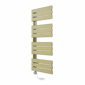 Rinse Bathrooms Prefilled Electric Heated Rail with Timer Designer Flat Panel Thermostatic Brushed Brass 1126x500mm