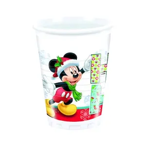 Disney Mickey Mouse Christmas 200ml Party Cup (Pack of 8) White/Red/Black (One Size)