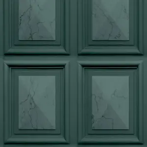 World of Wallpaper Marble Wood Panel Wallpaper Teal Green (AG500-39-BUR)