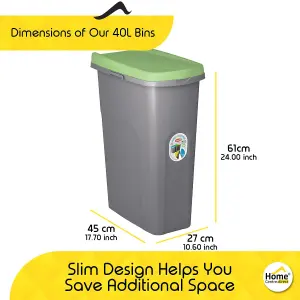 Home Centre Set of Three Plastic Lift Top Lid Waste Bins Kitchen School 40 Litre