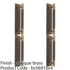 4 PACK - Knurled Drawer Bar Pull Handle & Matching Backplate - Antique Brass 168 x 40mm