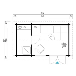 Lasita Aviemore Two Room Log Cabin - 5m x 3m - 70mm Wall Logs Premium Summer House