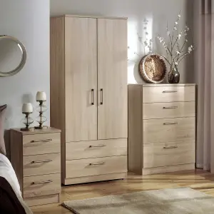 Ready assembled Contemporary Light oak effect Double Wardrobe (H)1825mm (W)740mm (D)535mm