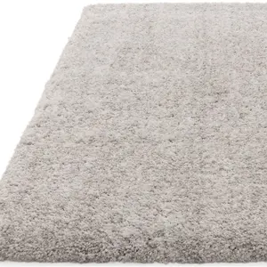 Silver Luxurious , Modern , Plain , Shaggy Easy to Clean Rug for Living Room, Bedroom - 160cm X 230cm