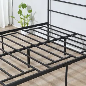 HOMCOM King Metal Bed Frame w/ Headboard and Footboard, Underbed Storage Space