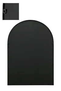 MirrorOutlet The Arcus Black Metal Framed Arched Garden Wall Mirror 100CM X 70CM