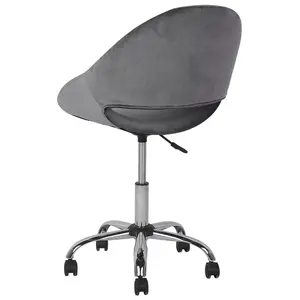 Beliani Retro Desk Chair Velvet Grey SELMA