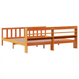 Berkfield Bed Frame with Headboard without Mattress Wax Brown 180x200 cm Super King