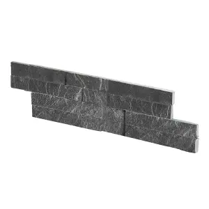 Stegu Splitface Grey Matt Textured Natural stone Indoor & outdoor Wall Tile, Pack of 12, (L)400mm (W)100mm