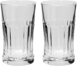 simpa 2PC Clear Chunky Glass Table Vase with Vertical Line Detailing 16.5cm (H)