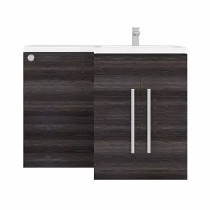 SunDaze Charcoal Bathroom Combined Furniture 1100mm L Shape Vanity Unit Right Handed with Basin Sink