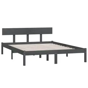 Berkfield Bed Frame Grey Solid Wood Pine 200x200 cm