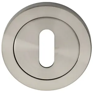 Round Lock Profile Escutcheon 52mm Dia Concealed Fix Satin Steel