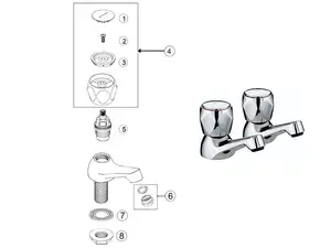 Bristan Club Pillar Taps Utility Basin Taps Chrome Plated with Metal Heads 1/4"