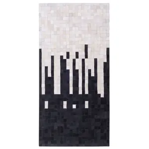 Cowhide Area Rug 80 x 150 cm Black and White BOLU