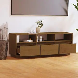 Berkfield TV Cabinet Honey Brown 140x37x50 cm Solid Wood Pine