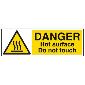 Hot Surface Do Not Touch Temperature Sign Adhesive Vinyl 600x200mm (x3)