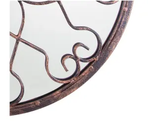 Primrose Blossoming Deep Bronze Metal Outdoor Garden Framed Round Mirror