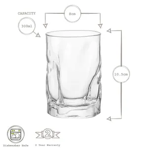 Bormioli Rocco - Sorgente Water Glasses - 300ml - Pack of 6