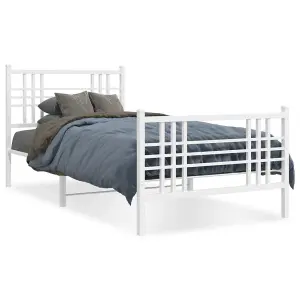 Berkfield Metal Bed Frame without Mattress with Footboard White 90x200cm