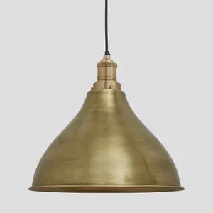 Industville Brooklyn Cone Pendant, 12 Inch, Brass, Brass Holder