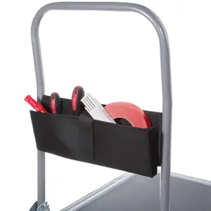 Folding Trolley - foldable handle, 2 fixed, 2 swivel castors, rubberised edge protection - black